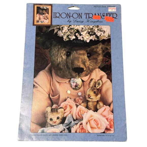 Vintage Teddy Bear Daisy Kingdom "Best Friends" Iron-On Transfer - Picture 2 of 6